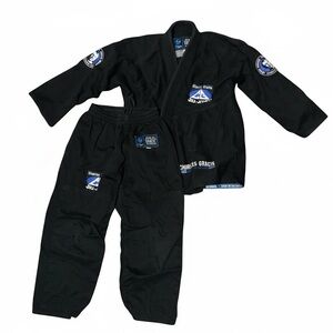 Black Kids Jiu Jitsu Ghee set with Embroidered Patches - Size M1